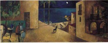 Barewalls El Perro Y La Luna, Art Poster by Didier Lourenco