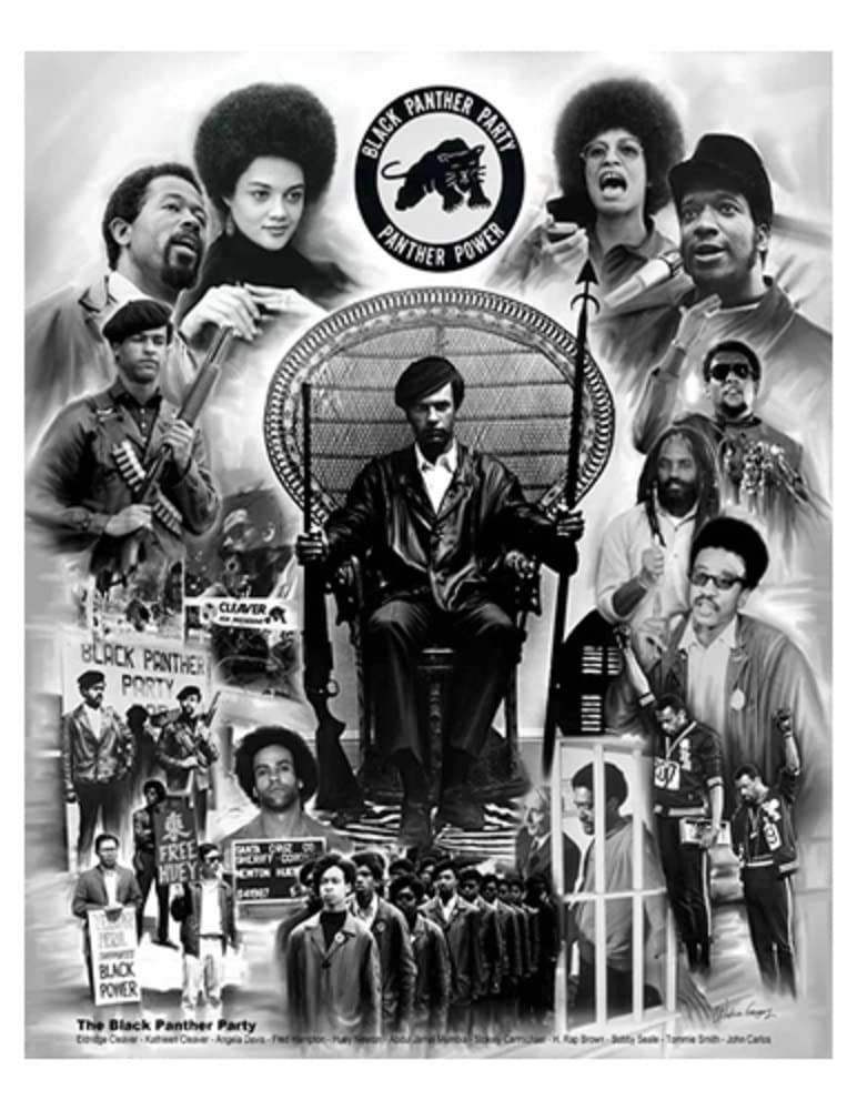 Picture Peddler The Black Panther Party by Wishum Gregory 1966-1980 Fred Hampton, Eldridge and Kathleen Cleaver, Huey P. Newton, Bobby Selle, Tommie Smith, John Carlos African American Black Political Party Art Print Poster Image and Overall Size is