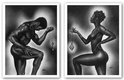 Generic Lock and Key Set by Kevin Williams (WAK) 8"x9.75" Art Print Poster African-American