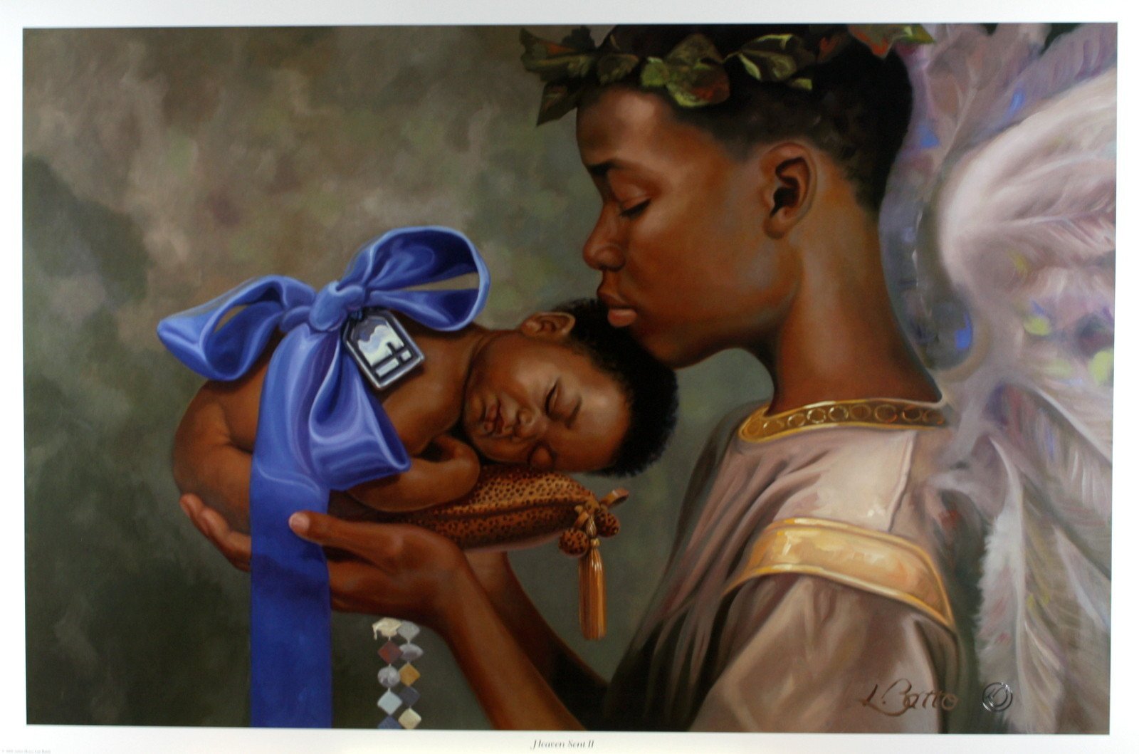 Heaven Sent BOY by Henry Battle 24x36 Black Art Print Poster African-American Black Framed Wood Composite MDF