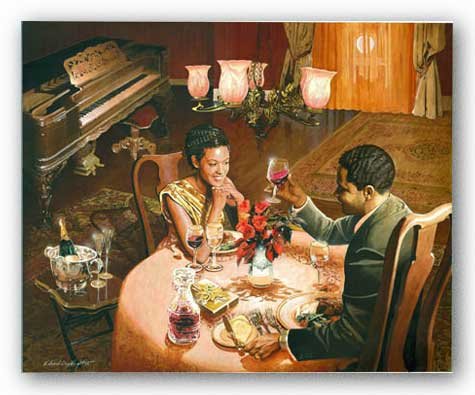 Enchanted Evening by Edward Clay Wright 30"x24" Art Print Poster African-American