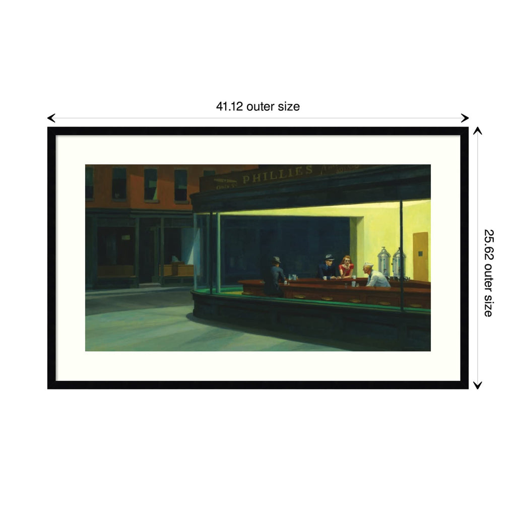 Amanti Art Wood Framed Wall Art Print Nighthawks 1942 by Edward Hopper